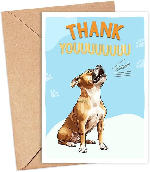 GreenStar Gifts Staffordshire Bull Terrier Dog Card, Dog Thank You Card, Cute Pun Thank