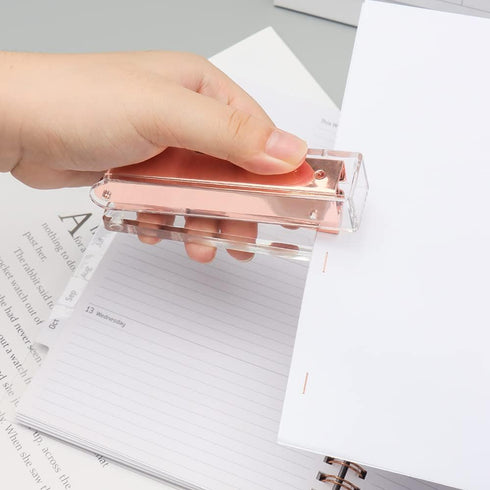 Clear Acrylic Stapler, Rose Gold Desktop Stapler, Cute Mini Staplers for No.10 Staples Refill, Heavy Duty