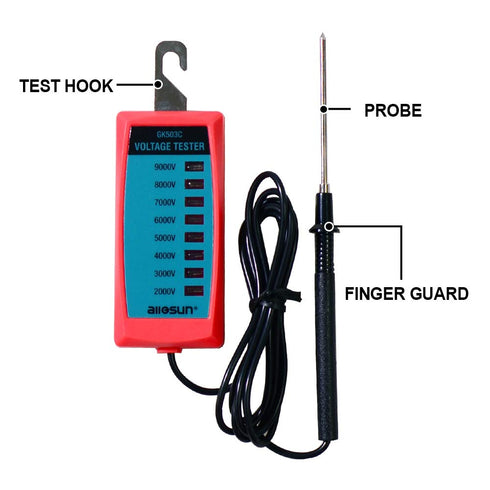 ALLOSUN GK503C NEON Electric Voltage Tester, Max 9000V, Red