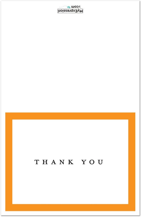 MyExpression.com 50 Simple Orange Border Thank You Cards