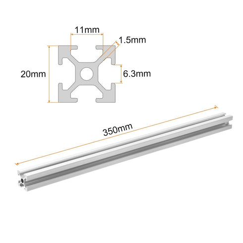 uxcell 4 Pcs T Slot 2020 Aluminum Extrusion Profile European Standard 350mm x 20mm Linear Rail Extrusion Frame for 3D Printer, CNC, DIY (Silver Tone)