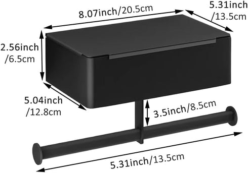 Meluvora Toilet Paper Holder with Shelf,Rustproof Flushable Wipes Dispenser,Self Adhesive Drilling Toilet Paper Holder