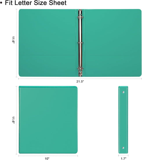 ViVin 1 Inch Round Ring View Binder, Standard 3 Ring Binder for 200 Sheets of US Letter Size Paper, PVC-Free, 12-Pack
