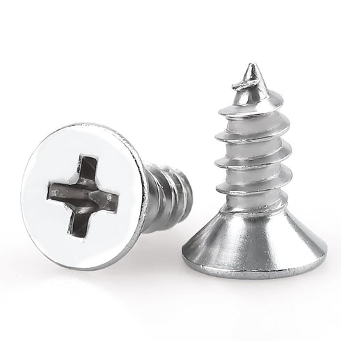 #4 x 3/8" (200 pcs) Flat Head Sheet Metal Screws, 304 Stainless Steel, Phillips Drive, Self Tapping