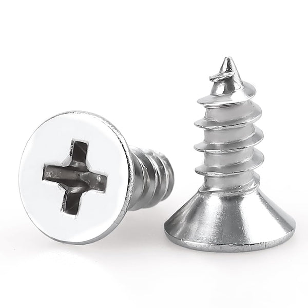 #4 x 3/8" (200 pcs) Flat Head Sheet Metal Screws, 304 Stainless Steel, Phillips Drive, Self Tapping