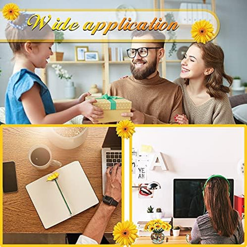 Chinco Sunflower Pens, Artificial Flowers Ballpoint Pens, Creative 0.7mm Flower Writing Pen for School Office Home Decor
