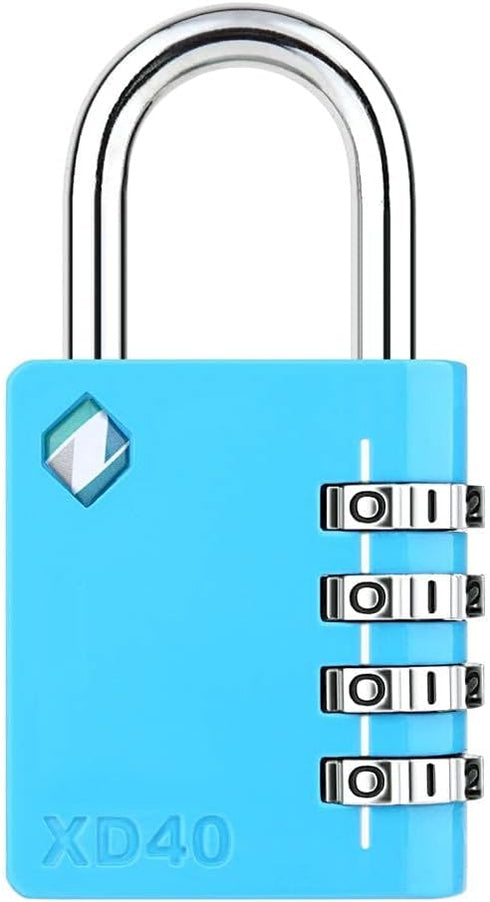 XD40 4 Digit Combination Lock, Padlock for School Gym Locker, Fence, Toolbox, Case Storage (1-Pack, Blue)