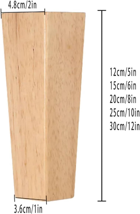 GJHYNT 5IN 7IN 10IN Wardrobe(10cm/4in) Square Solid Wood Sofa Feet, Replacement Legs for TV Stands, Modern Style