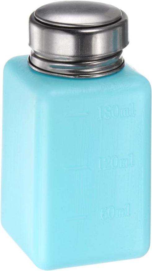 HARFINGTON Solvent Alcohol Dispenser, 180ml Push Down Liquid Dispenser Pump with Stainless Steel Lid, Blue