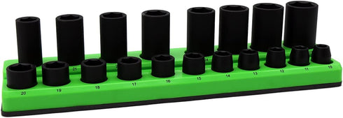 (1/2 Grip Magnetic Socket Holder SAE in) - Stores Deep, Shallow, Impact & Chrome Sockets - Impact Resistant ABS Plastic
