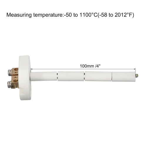 MECCANIXITY 4" K Type Ceramic Kiln Furnace Probe Thermocouple Sensor for Muffle Furnace Oven, High Temperature -50 to 1100°C 2.5x100mm