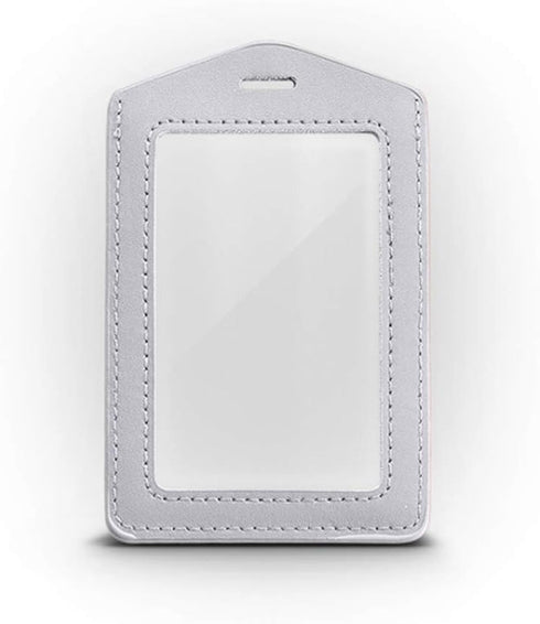 Teensery 2 Pcs Vertical Leather ID Badge Holder, Waterproof Clear Card Holder for School ID, Office ID, Black and