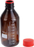 4 Pieces Amber Glass 1000 mL Graduated Round Lab Reagent Bottles with GL45 Red Screw Cap