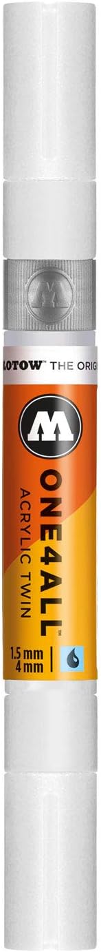 MOLOTOW ONE4ALL Acrylic Twin Pump Marker, 1.5mm and 4mm Nibs, Signal White, 1 Each (227.411)