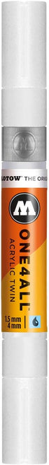 MOLOTOW ONE4ALL Acrylic Twin Pump Marker, 1.5mm and 4mm Nibs, Signal White, 1 Each (227.411)