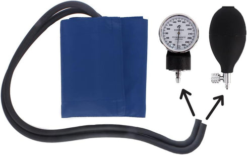 Dixie Ems Deluxe Aneroid Sphygmomanometer Blood Pressure Set with Adult Cuff, Carrying Case and Calibration Tool