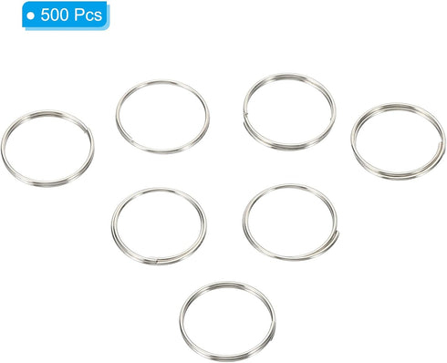 500 Pack 11mm/0.4" PATIKIL Mini Split Rings, OD Split Circular Ring Stainless Steel Clip Ring for Fastening Chandelier