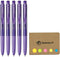 Signo RT1 Retractable Gel Ink Pen, Micro Point 0.38mm, Rubber Grip, Violet Ink, 5-Pack with Sticky Notes