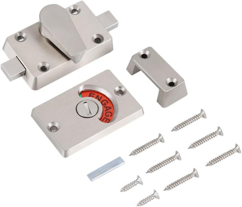 Door Lock Bathroom Toilet Lock with Occupancy Indicator, Stainless Steel Vacant Engaged Lock