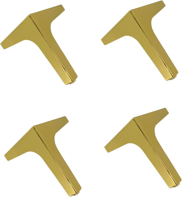 MZZHEDIE 4 Pcs Gold Triangle Sofa Legs,Metal Triangle Furniture Feet,Metal Support Feet,for Bed