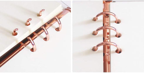 Personal A6 Transparent PVC Binder Cover, Clear Soft PVC Notebook Shell, 6 Rose Gold Ring Protector with Snap Button
