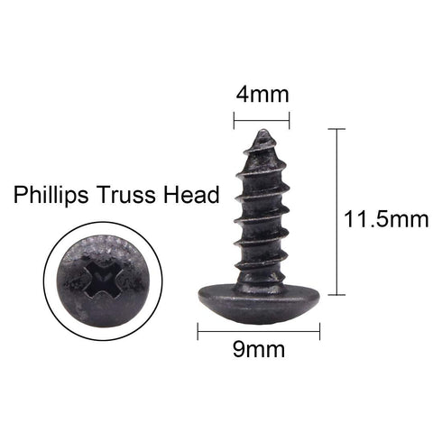 150pcs #8 x 1/2 inch Truss Phillips Wood Screws with Black Oxide Coating