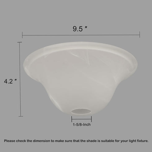 1.625" 4.13 inch, 9.45 inch. Giluta Small Floor Lamp Glass Shade Replacement Globe -Fitting Opening Modern Alabaster