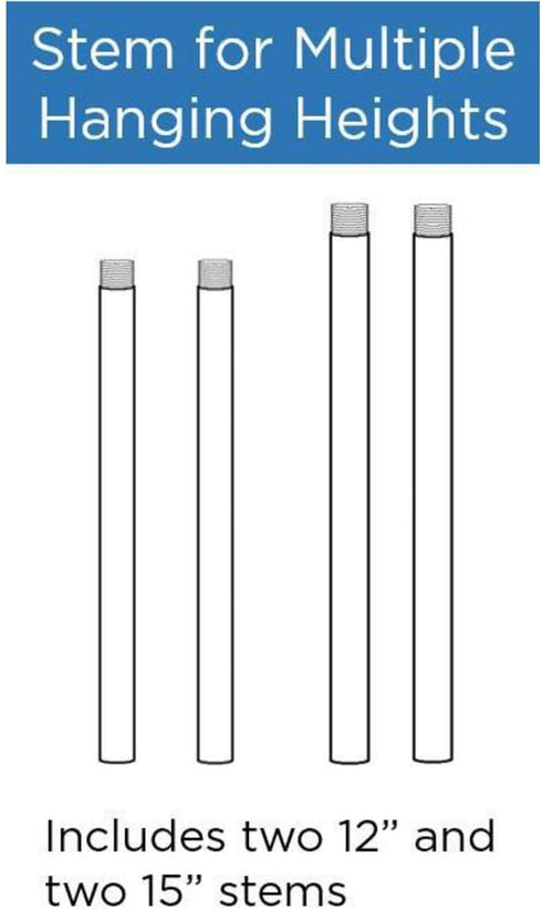 12" 15" 54" 1/2" (P8601-78) Progress Lighting Ceiling Light or Fan Stem Extension Kit, Two and Two Stems, Total Length