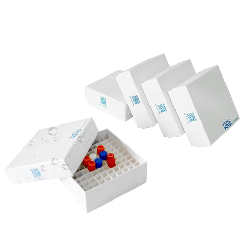 Cardboard Cryogenic Lab Freezer Box, 100-Well Microtube Storage Box, Plastic Coating, Pack of 5