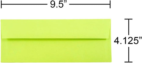 JAM PAPER #10 Business Colored Envelopes - 4 1/8 x 9 1/2 - Ultra Lime Green, 50/Pack