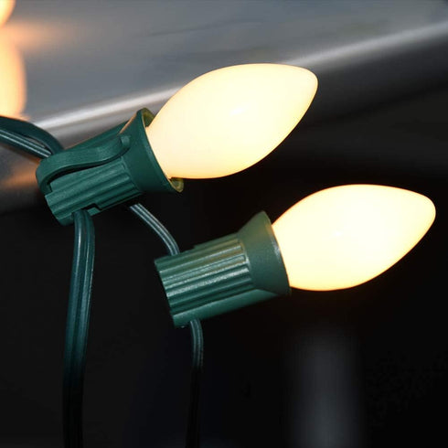 SUNSGNE C7 LED White Replacement Christmas Light Bulbs, Pack of 25, 0.6W E12 Candelabra Base - Great for Decorative