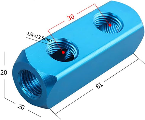 1/4" 2-Way 5 Ports Air Mainfold Aluminum Pneumatic Air Compressor Inline Splitter by Metaland