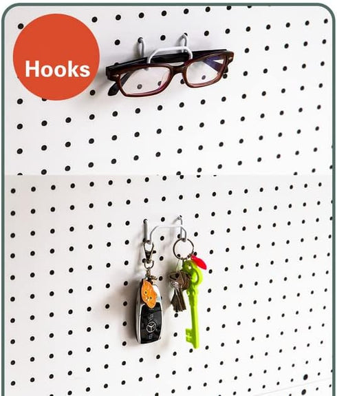 16pcs Black Pegboard Cups and Peg Hooks, Square Box Shape 1/4" 1/8" Cup Holder Accessories for Garage Craft Storage