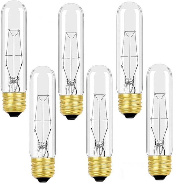 MMBGJKG 25 Watt T10 Clear Tubular Incandescent Light Bulb, T10 Bulbs,Vintage Style Showcase