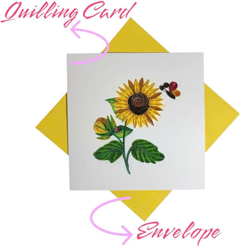 Handcrafted Quilling Sunflower Greeting Card for Mother's Day, Father's Day, Birthday, Anniversary, Beautiful