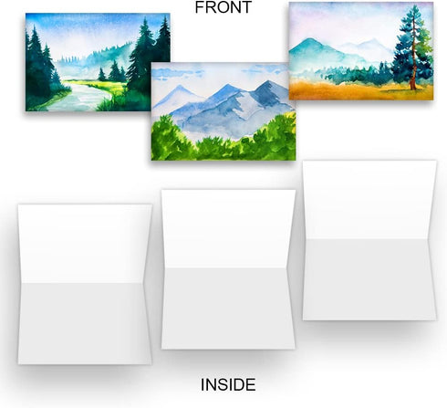 Wright Home & Gift Watercolor Landscapes - All-Occasion Blank Note Greeting Cards 10 Pack Assortment with Envelopes