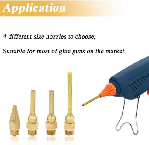 Eyech 4 Pack Interchangeable Hot Glue Gun Nozzles, Copper Assortment Set for Craft Repair Tool