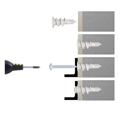 Self Drilling Drywall Plastic Anchors with Screws - 100 Pieces (50 Pairs) Expansion Screws