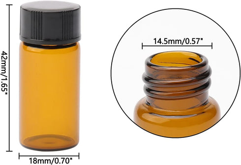 5ml Small Sample Vials, 50Pcs Amber Glass Sample Bottles with Screw Cap, Lab Sample Vials for Laboratory, Liquid, Water, Seeds, Pills, Essential Oil