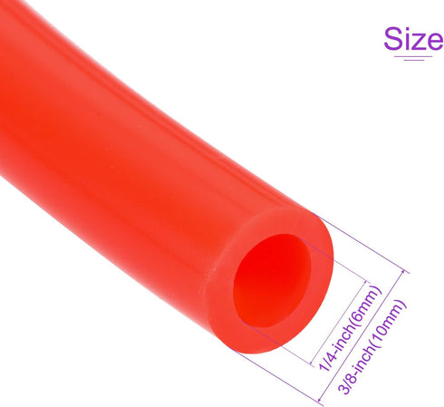 DMiotech 1/4"(6mm) ID 3/8"(10mm) OD 10 Feet Silicone Tube, Red Industrial Tubing for Water Air Pump