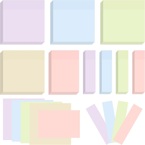 BAYTORY 6 Pads Pastel Sticky Notes, 3 x 3 Inch, 3 x 2 Inch, Colorful Self-Stick Notes for Office School Home Study