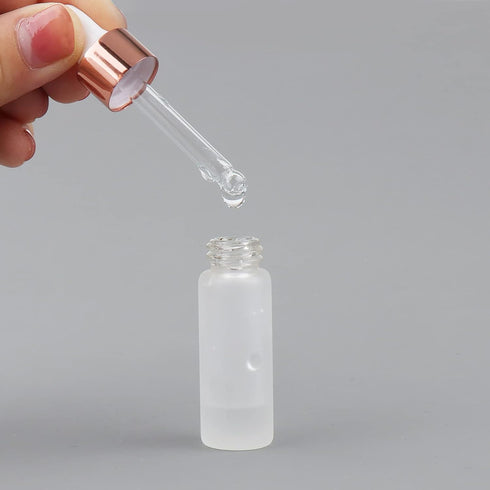 5ml Frosted Glass Dropper Bottles, 1/6Oz Rose Gold with Glass Eye Dropper & 2 Funnels