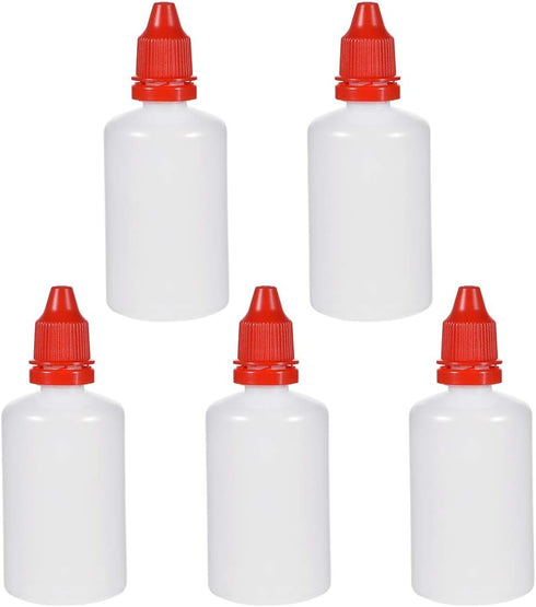 uxcell 50ml Plastic Dropper Bottles, Empty Squeezable Dropper Bottle with Cap, Red, Pack of 5