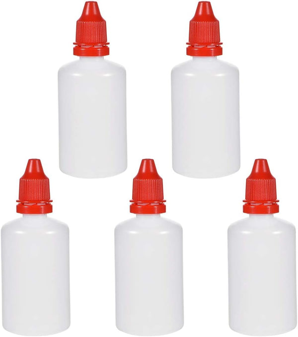 uxcell 50ml Plastic Dropper Bottles, Empty Squeezable Dropper Bottle with Cap, Red, Pack of 5