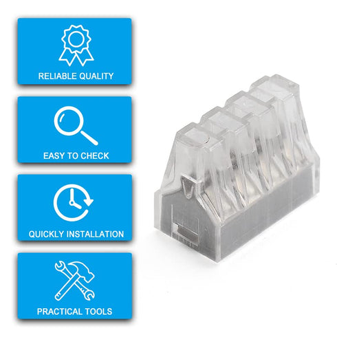 50pcs 8 Port Push-in Electrical Wire Connector, Compact Terminal for 18-12 AWG Solid Stranded Wires
