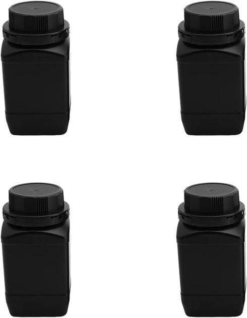 Heyiarbeit 5pcs Plastic Lab Chemical Reagent Bottles 500ml/17oz Wide Mouth Sample Sealing Liquid/Solid Storage, Black