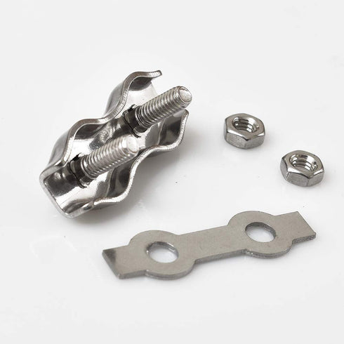 1/8 Inch M3 Stainless Steel Duplex 2-Post Cable Clamp, Wire Rope Clip Cable Clamp, Pack of 14
