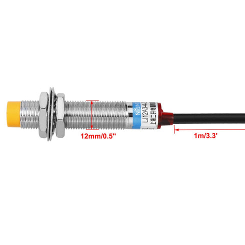 uxcell Inductive Proximity Switch Sensor NPN Normally Open, 6-36V DC, 12 mm Diameter