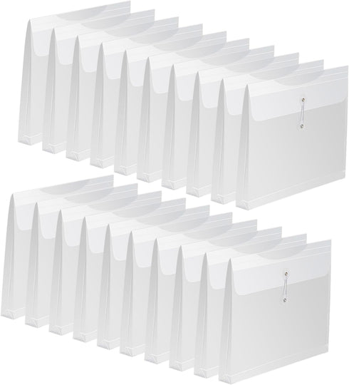 Clear Poly Envelopes with String Closure - 20 Pack, EGOSKY Transparent Envelope Folders for School