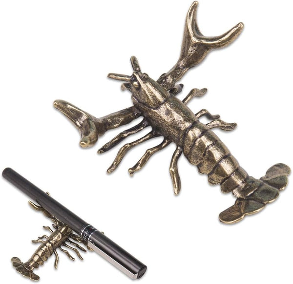 ZORZA 1Pcs Weightlifting Lobster Desk Pen Stand Creative Lobster Pen Holder Vintage Crayfish